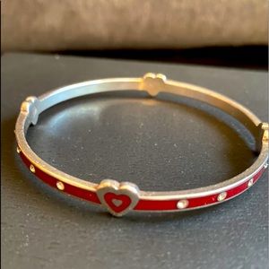 BRIGHTON Heart Rhinestone Bangle Bracelet ~ Red